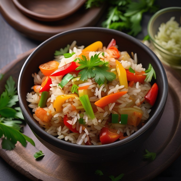 Colorful Veggie Stir-Fry with Rice