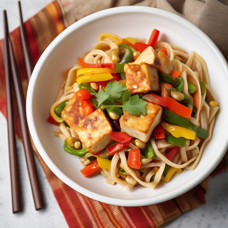 Gebratene Tofu-Nudelpfanne