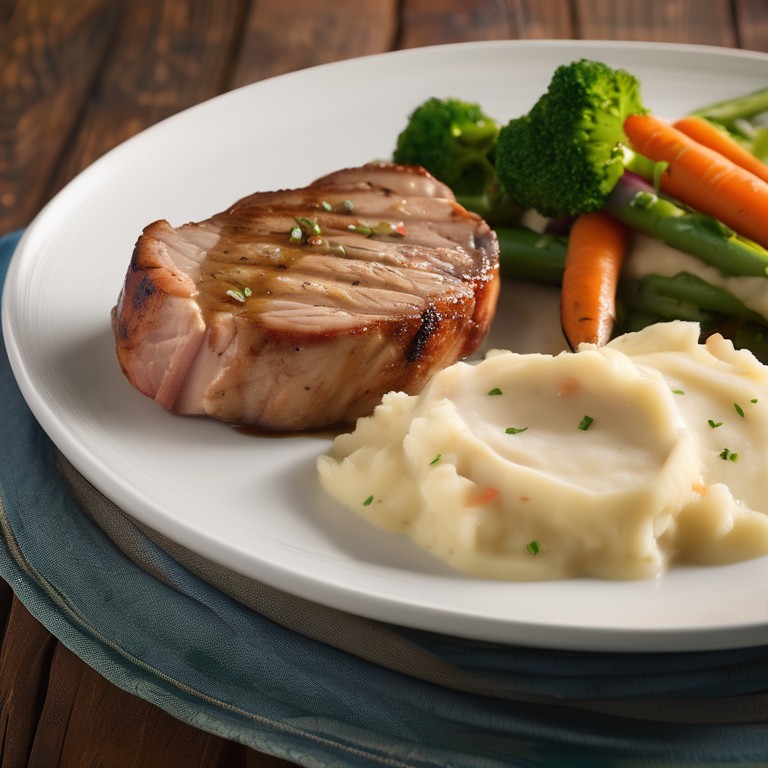 Savory Pork and Rainbow Carrots with Creamy Mashed Potatoes