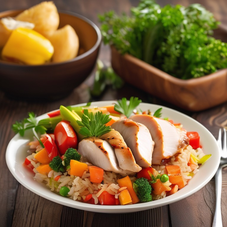 Roasted Chicken and Vegetable Rice Bowl