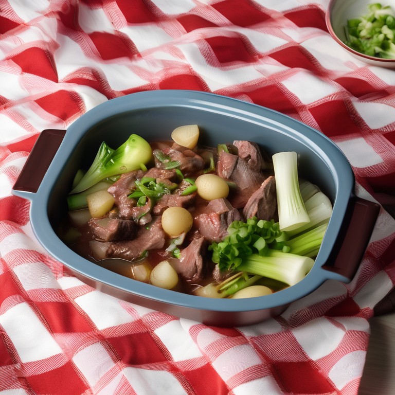 Rindfleisch-Kartoffel-Auflauf mit Frühlingszwiebeln