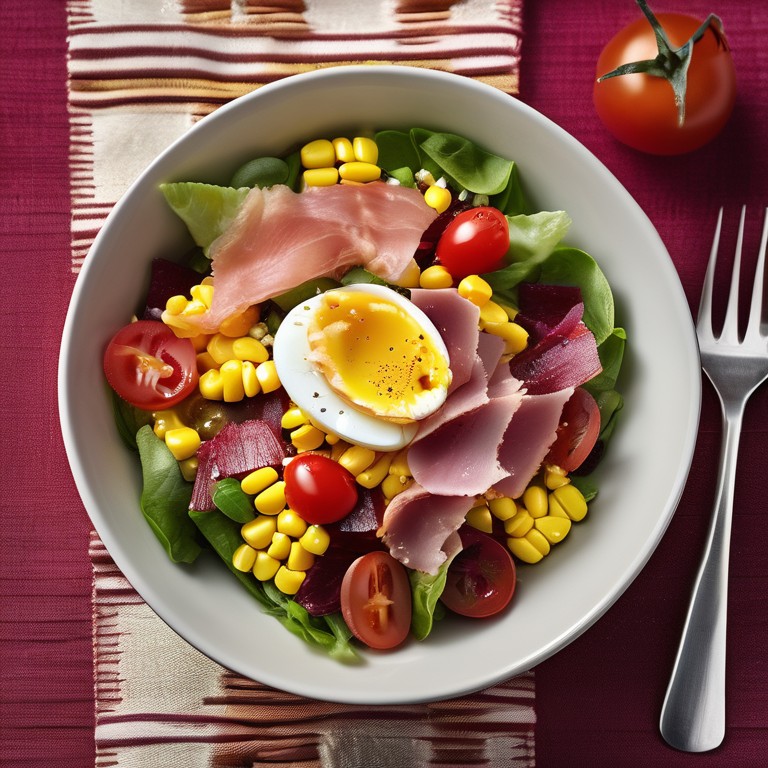 Salade de Maïs et Betterave au Comté et Jambon