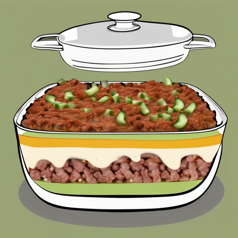 Hackfleisch-Milch-Gurke-Käse-Lakritz Auflauf