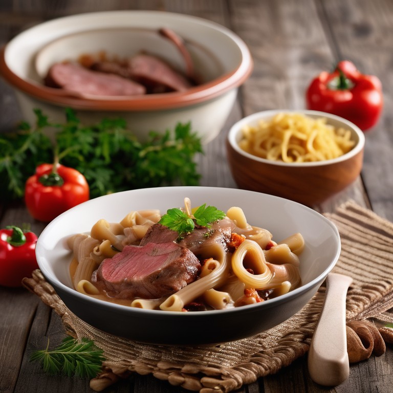 Hackfleisch-Nudel-Pilze-Paprika-Pfanne