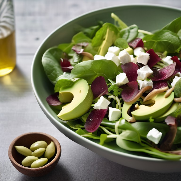 Köstlicher Kohlrabisalat mit Feldsalat und Schafskäse