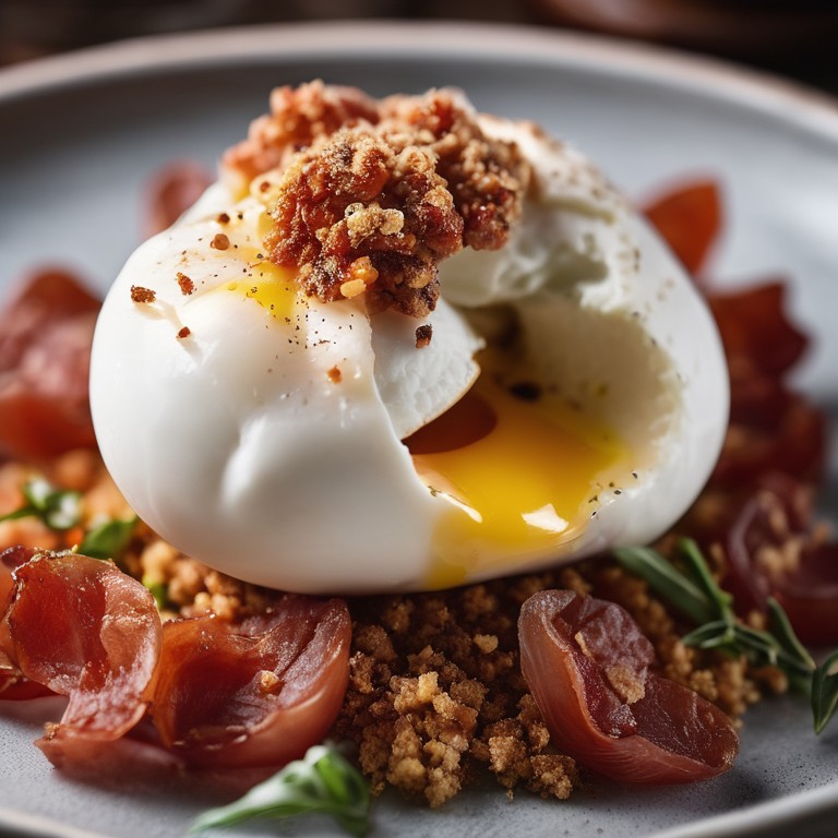 Burrata Farcie aux Lardons en Chapelure de Farine et Œufs