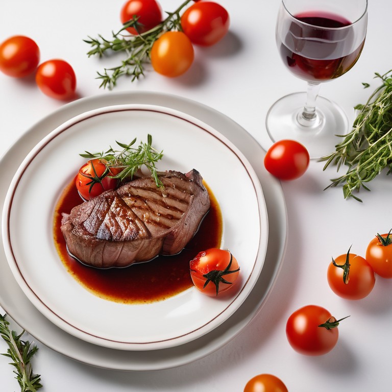 Succulent Beef Steak with Roasted Tomatoes