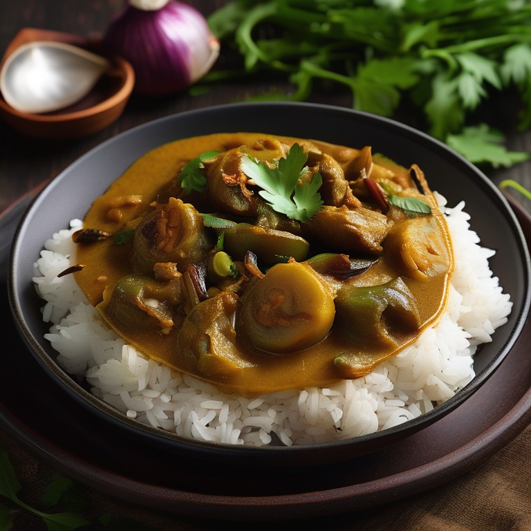 Roasted Brinjal Curry with Caramelized Onions