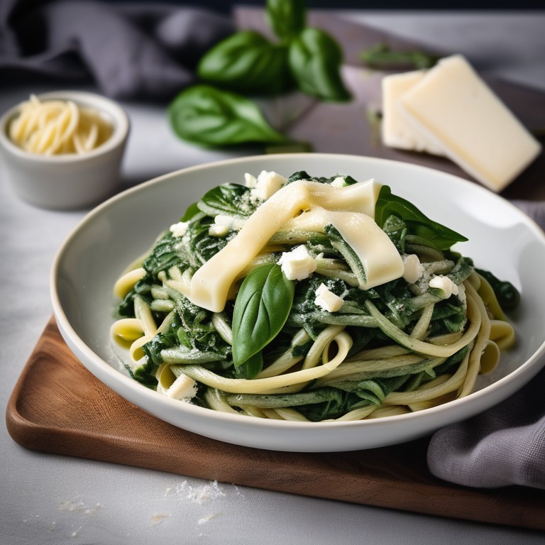 Spinat-Knoblauch-Pasta mit Frischkäse