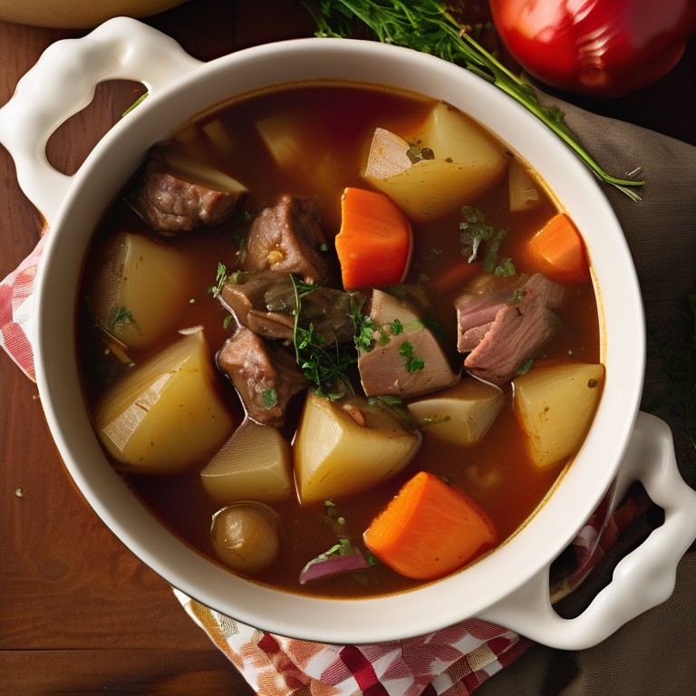 Eintopf mit Kartoffeln, Fleisch und Gemüse