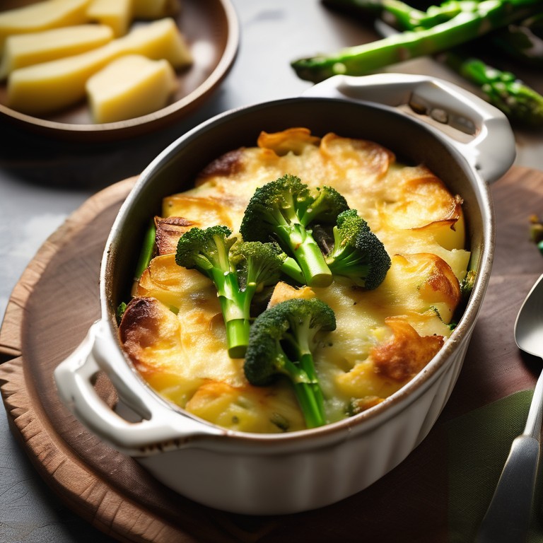 Kartoffel-Brokkoli-Spargel-Gratin