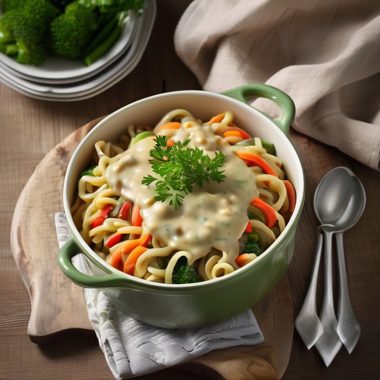 Gemüse-Nudelauflauf mit Kräuter-Creme-Sauce