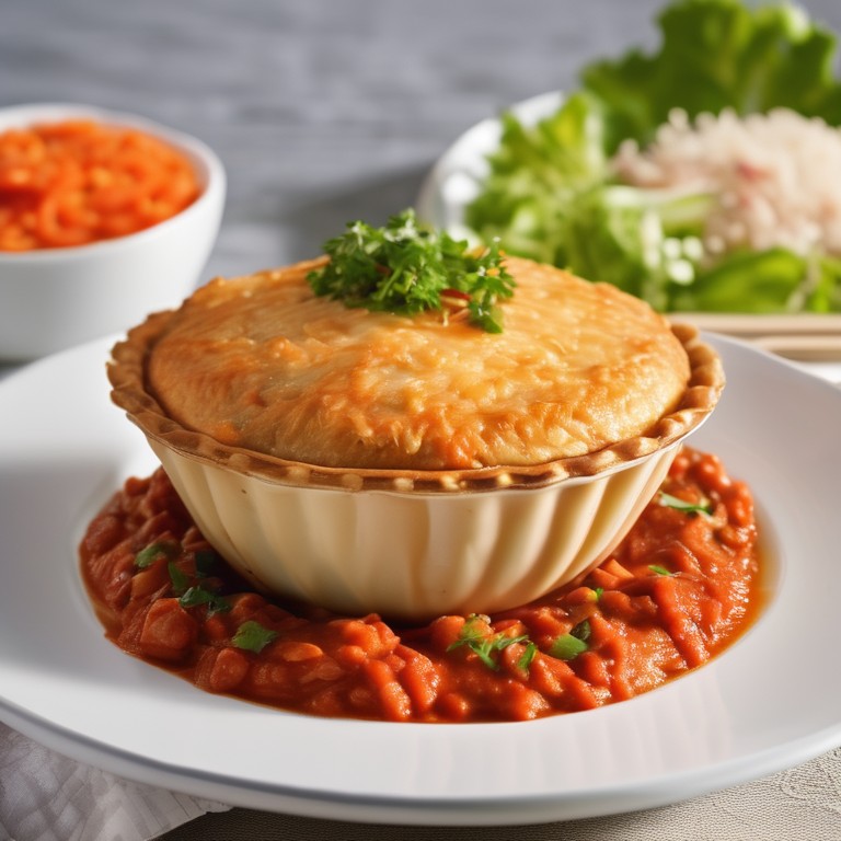 Tarta de Arroz y Pollo con Salsa de Tomate