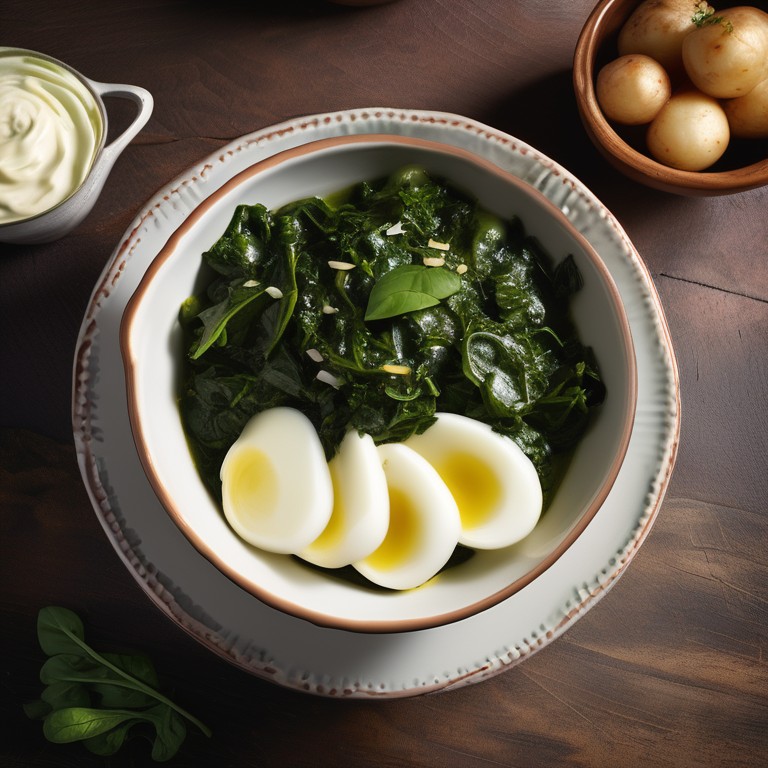 Sächsischer Spinat mit Stielmus und saurer Sahne