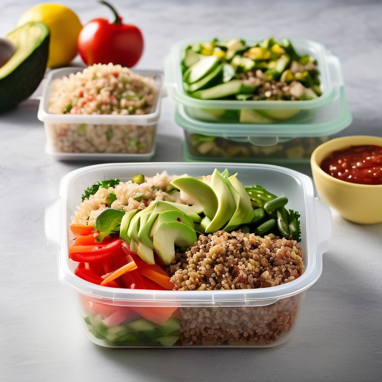 Salade Équilibrée aux Protéines, Glucides et Légumes Verts