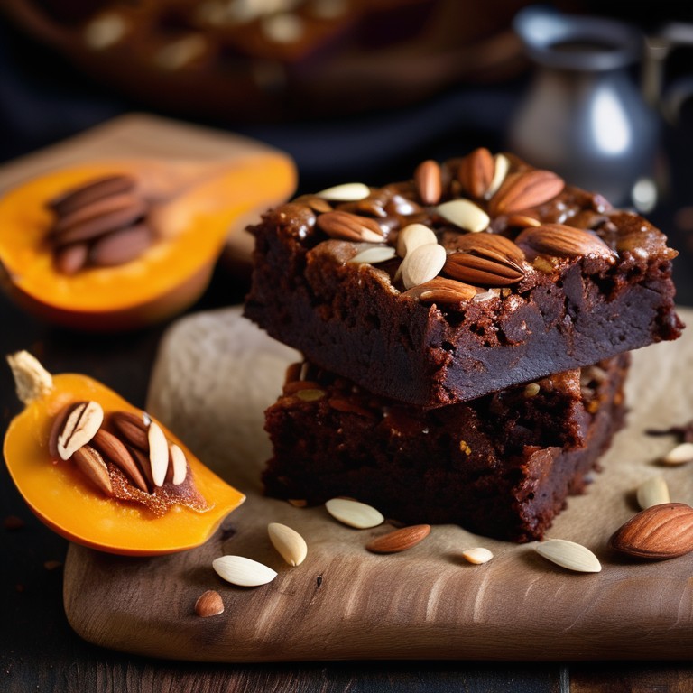 Butternut Squash Cocoa Brownies with Flax Seeds and Almonds