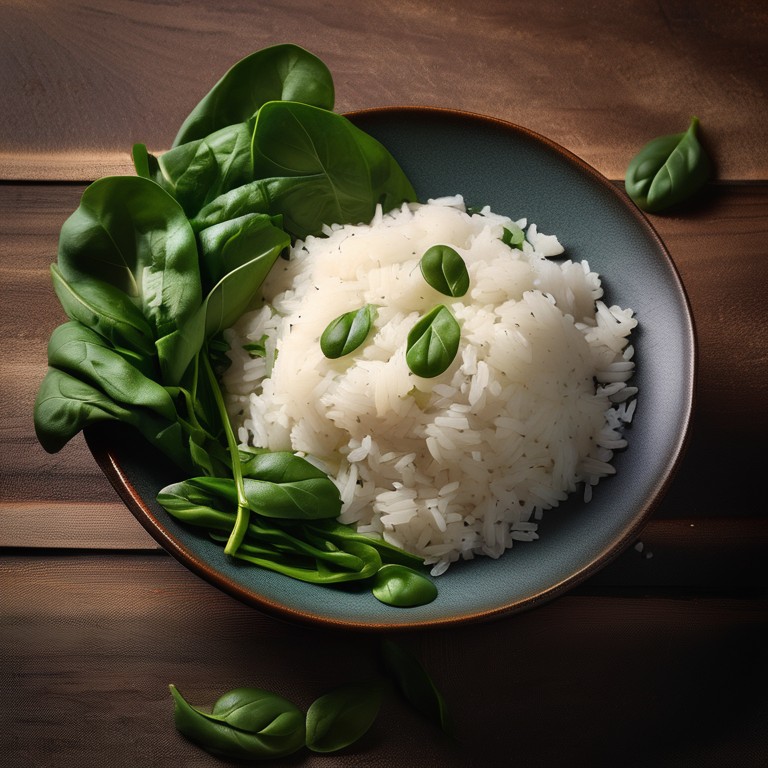 Spinach and Onion Basmati Rice
