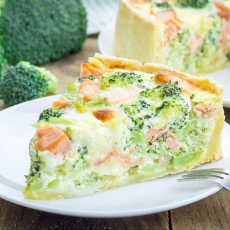 Quiche de salmón, brócoli y puerro 