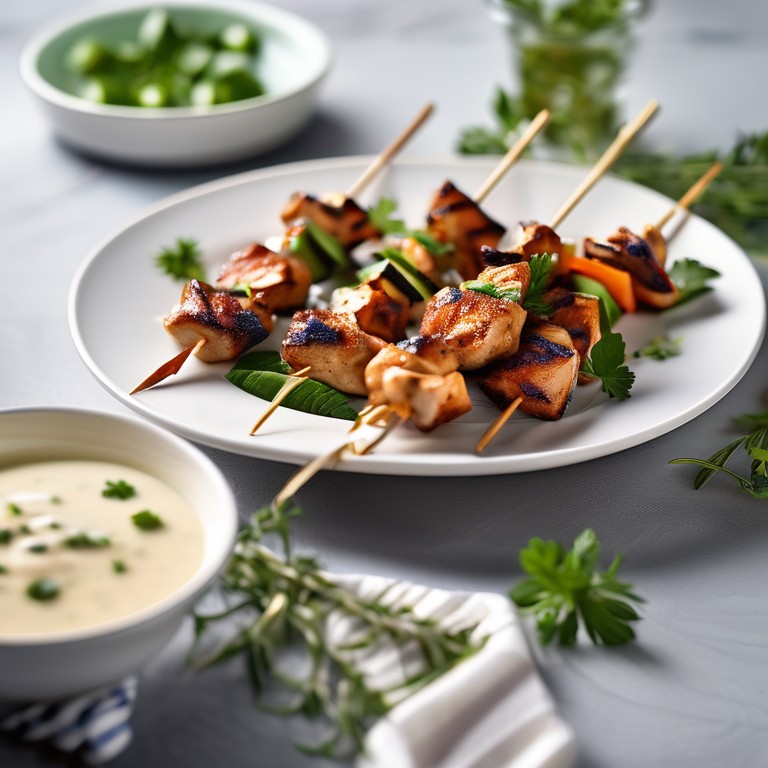 Brochette de poulet sauce yaourt grec