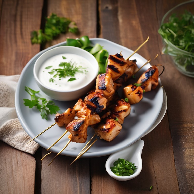 Brochette de poulet sauce yaourt grec