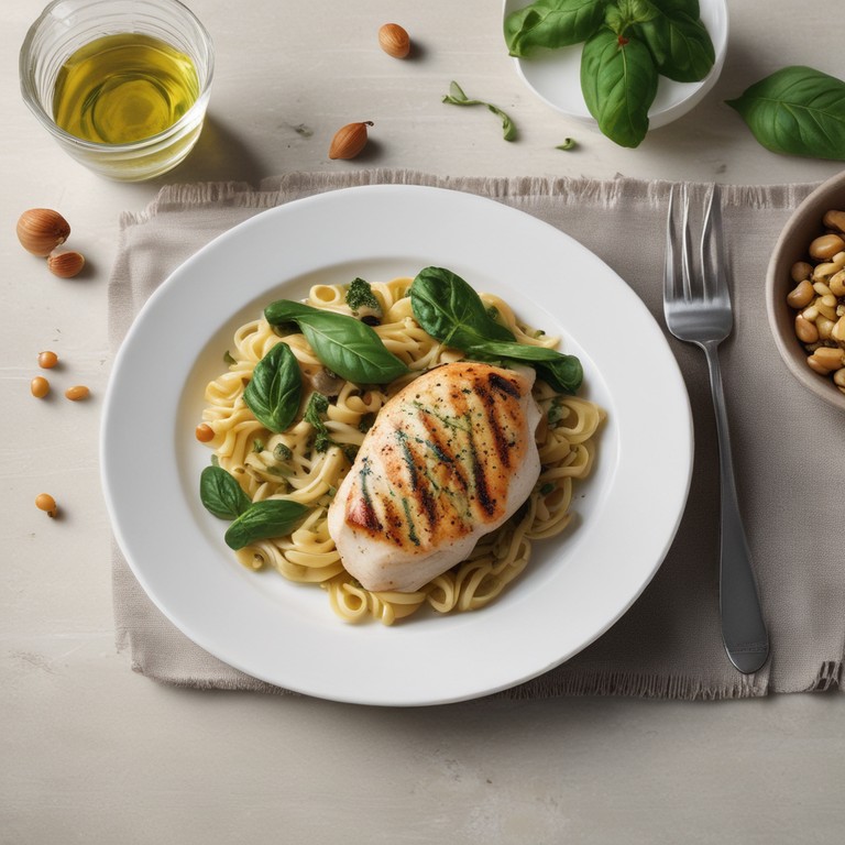 Pesto Pasta Side Dish with Grilled Chicken