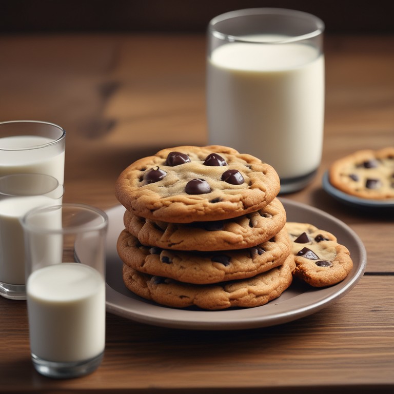 Classic Chocolate Chip Cookies with a Glass of Cold Milk