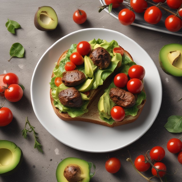 Truffle Avocado Toast with Italian Sausage and Cherry Tomato