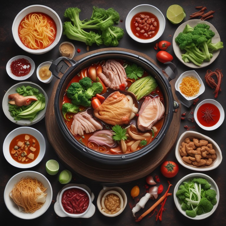 Spicy Chinese Hotpot with Fresh Ingredients
