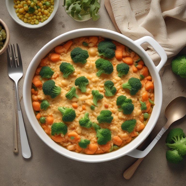 Brokkoli-Karotten-Auflauf mit Bulgur und Käse