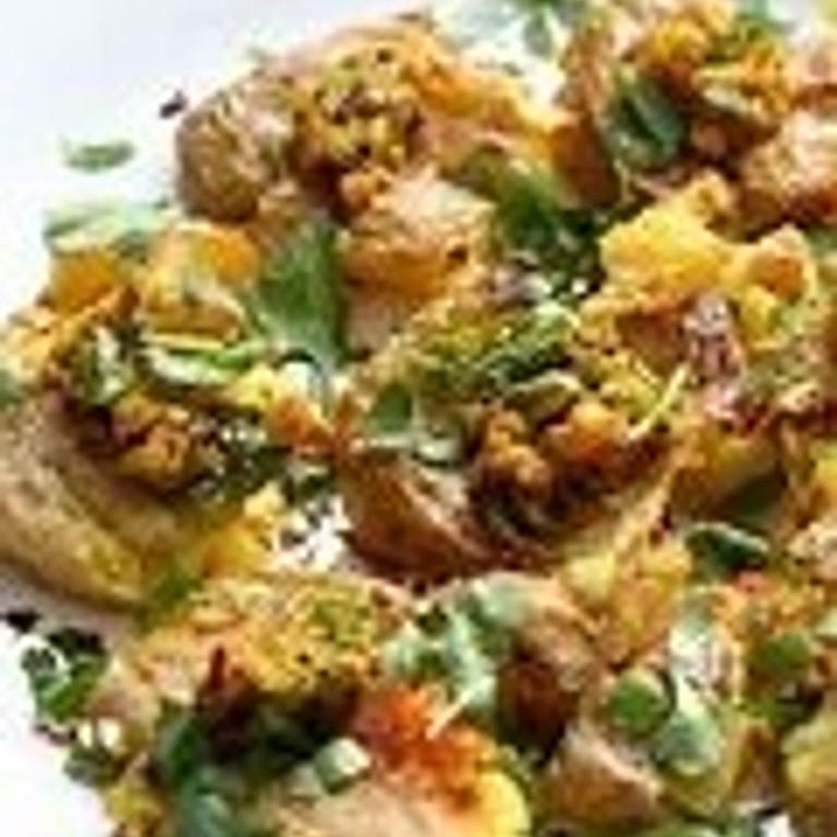 Smashed Potatoes with Mustard Greens