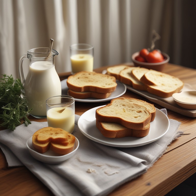 Warm Buttered Bread with Power Milk