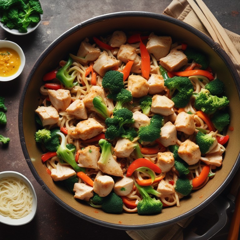 Revuelto de Pollo y Verduras con Fideos