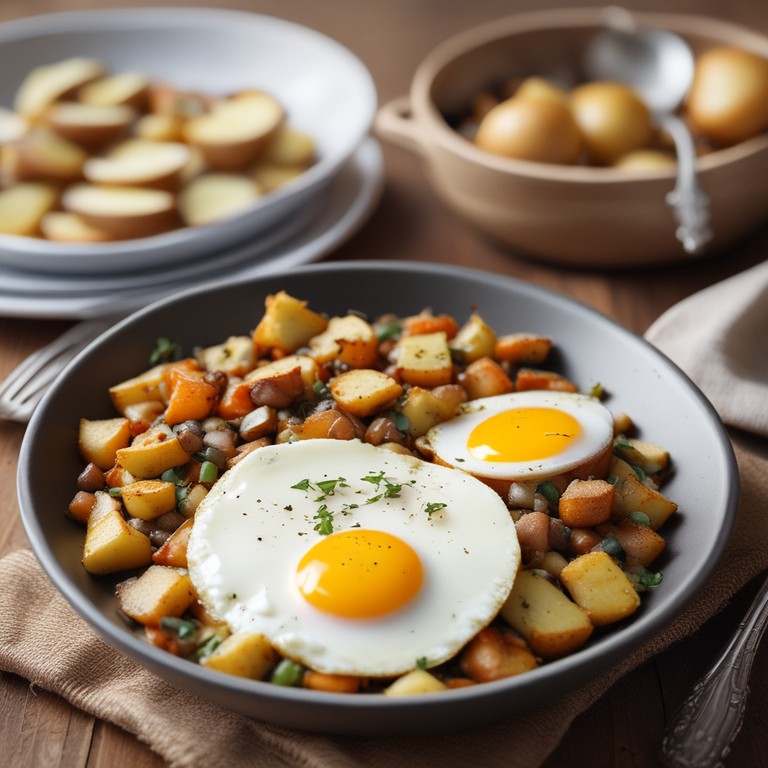 Savory Potato and Banana Hash with Eggs