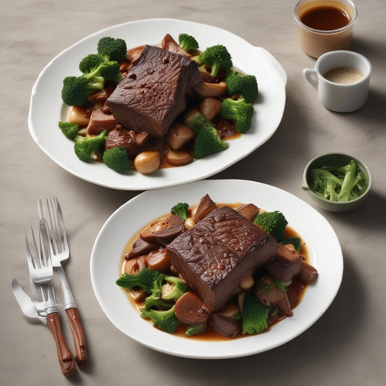 Braised Short Ribs with Mushroom Broccoli Onion Shallot Medley - Mr. Cook