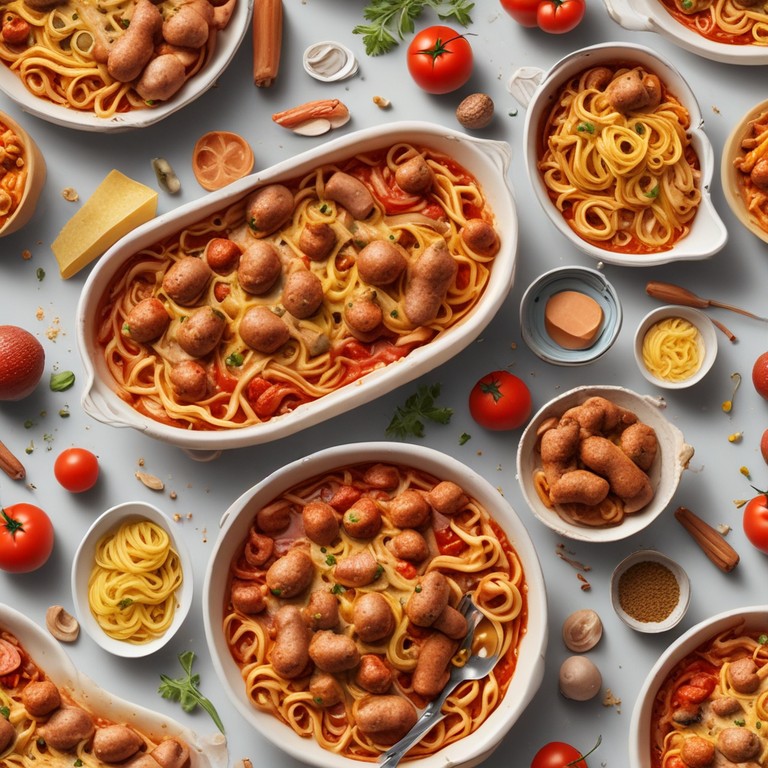 Savory Sausage and Hot Dog Spaghetti Bake