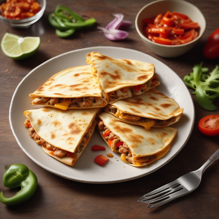 Quesadillas au Poulet et au Boeuf aux Poivrons