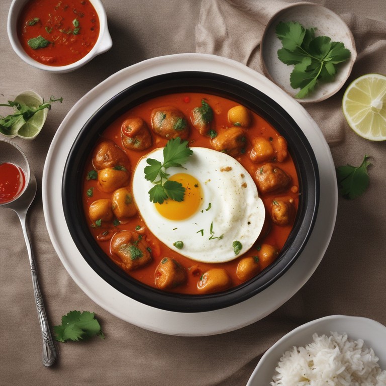 Spicy Egg Curry with Tomato and Coriander Sauce