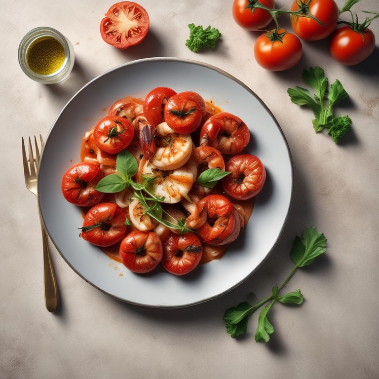 Gegrillte Tomaten mit Knoblauchgarnelen