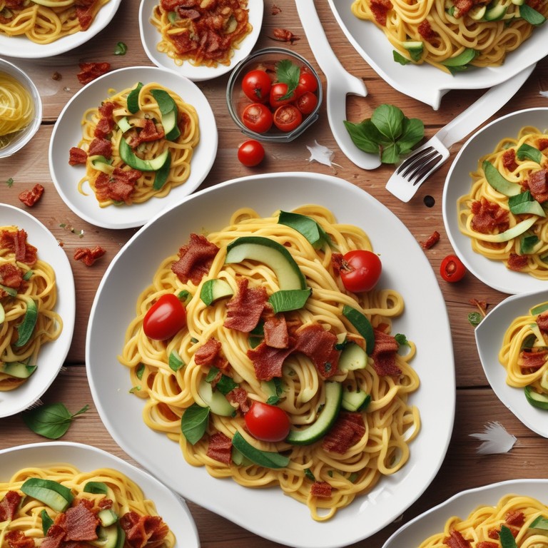 Zucchini-Speck-Spaghetti