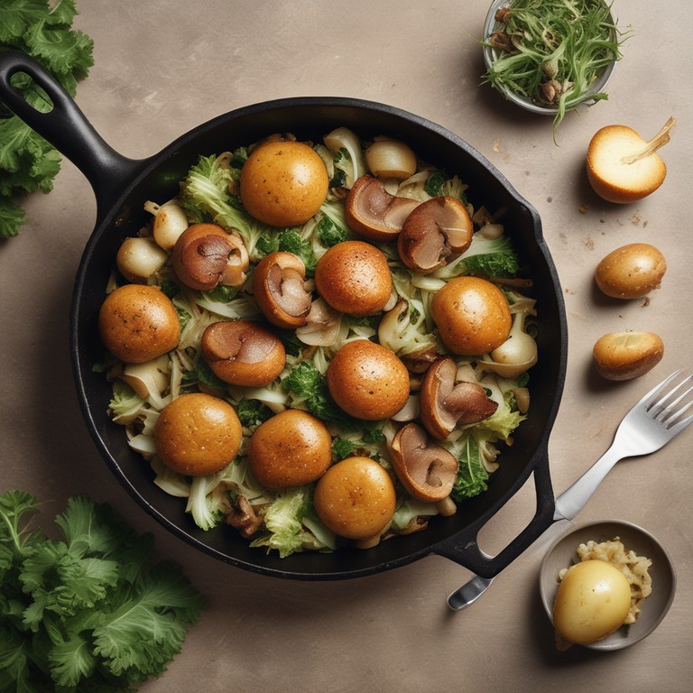 Жареные Грибы с Капустой и Картошкой