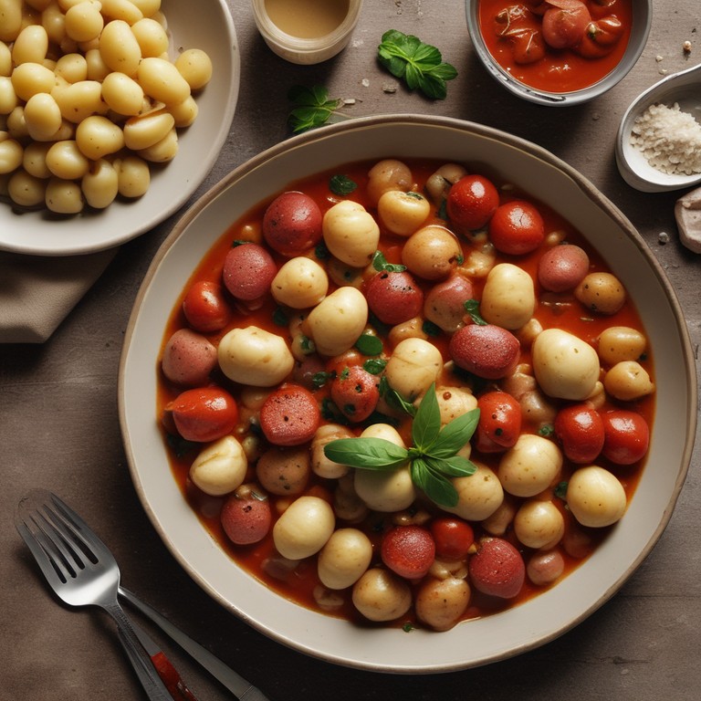 Gnocchi Marinara con Salchichas y Salsa de Atún