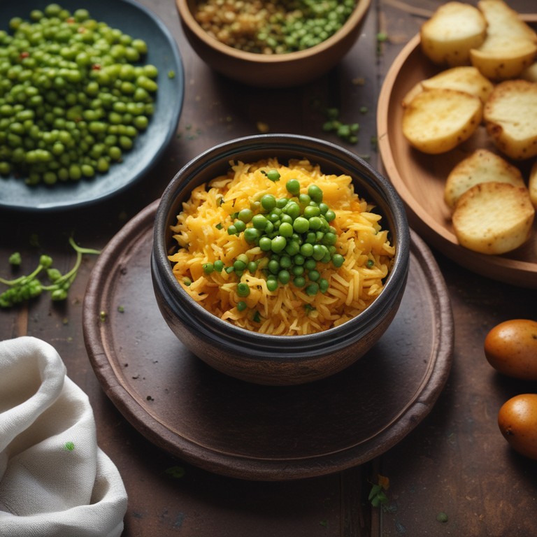 Spicy Indian Masala Potato Rice with Peas