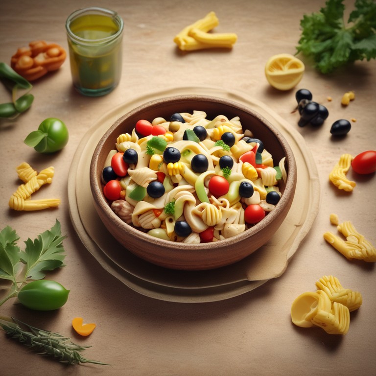 Nudelsalat mit Mais und Oliven
