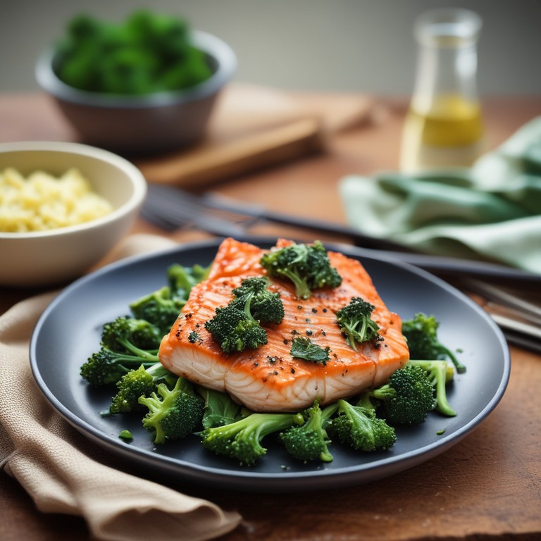 Garlic Butter Broccoli Spinach Salmon