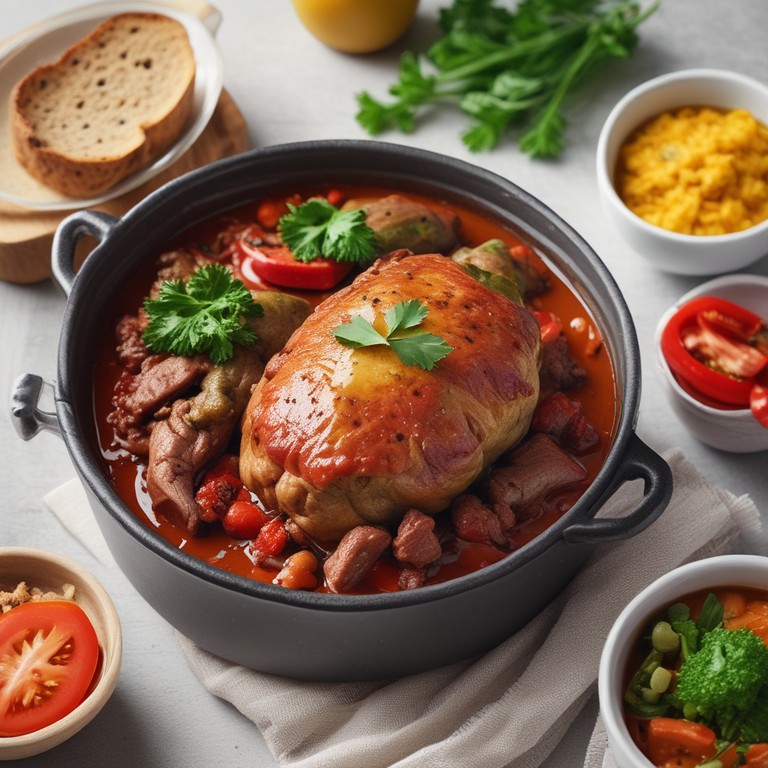 Relleno de Carne con Espinacas y Pimientos