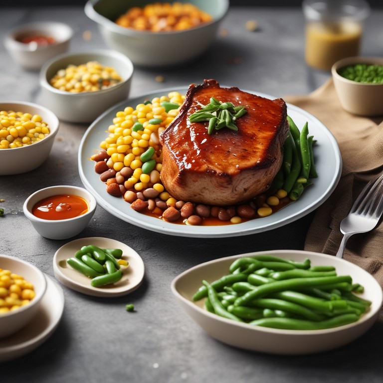 Asian Glazed Pork Chops with Corn and Green Beans