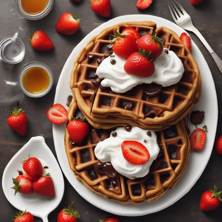 Chocolate Chip Waffles with Strawberries
