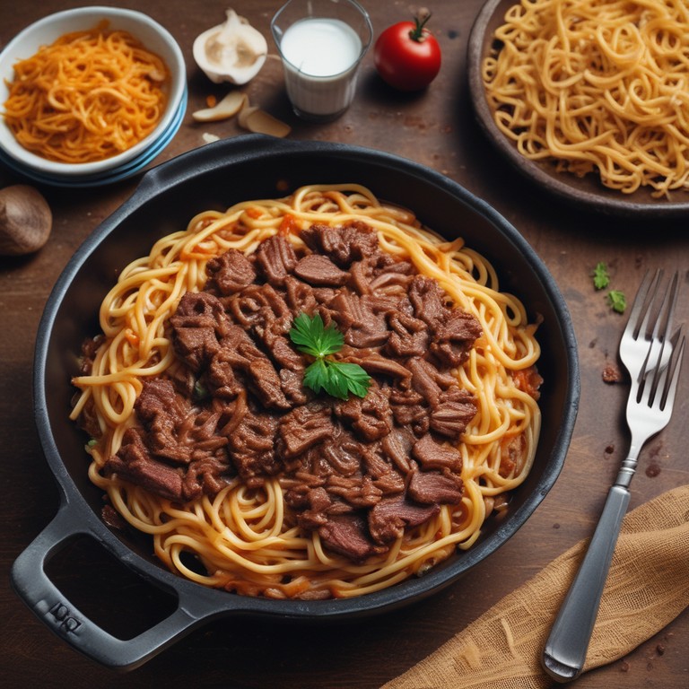 Savory Beef and Onion Spaghetti