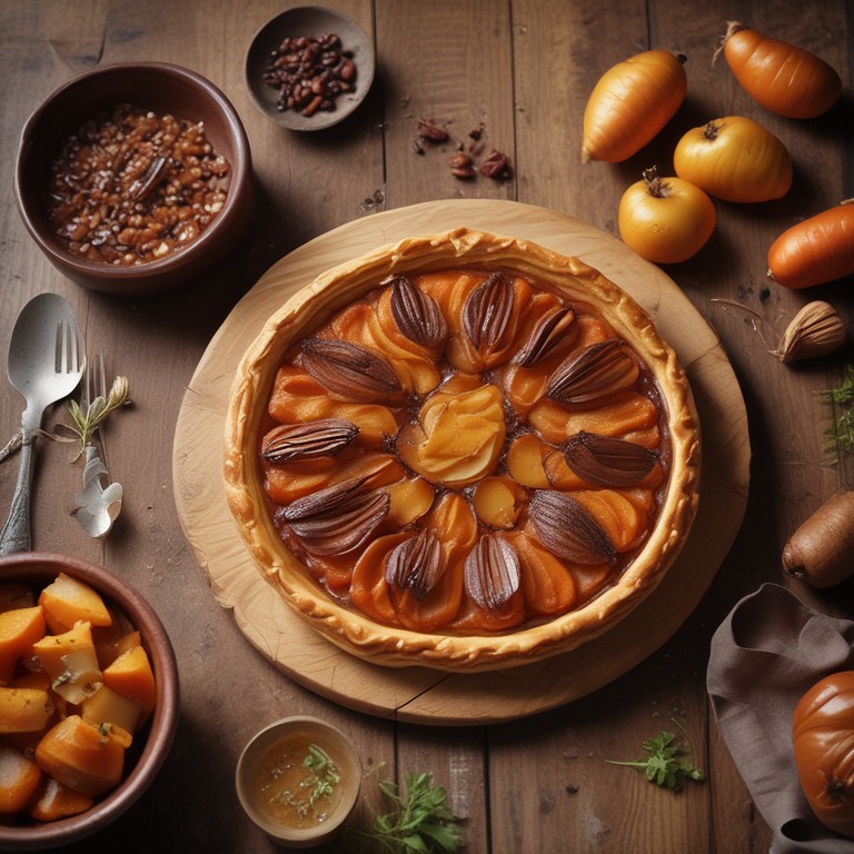 Tarte Tatin de Patates Douces, Brisures de Marrons et Oignons