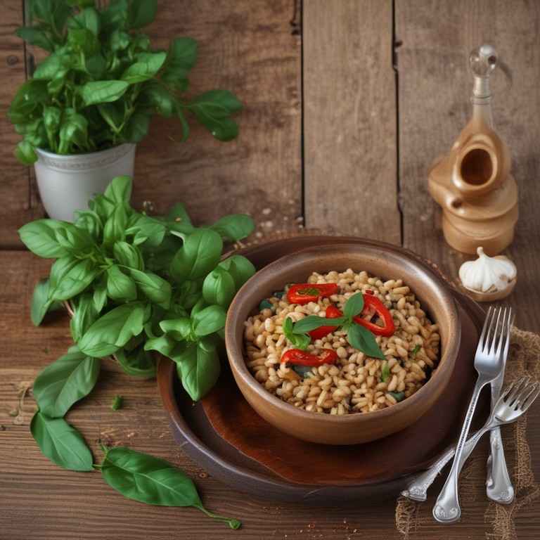 Orge aux Champignons et Tomates Confites au Thym et Basilic